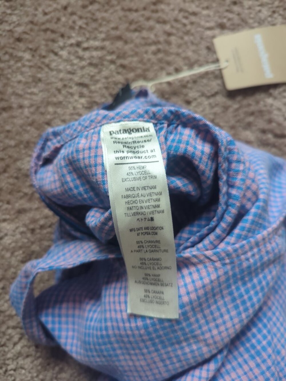Patagonia Garden Island Blue Pink Plaid Jumpsuit Medium - Picture 11 of 12